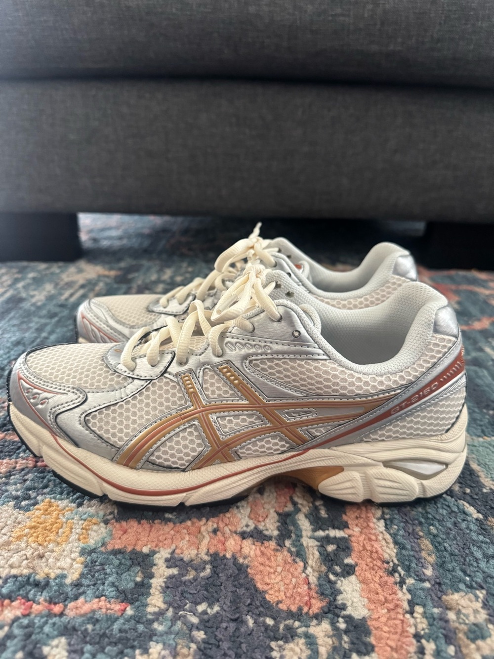 Asics GT-2160 White and Gold Women's Running Sneakers
